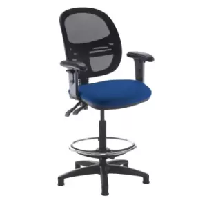 Dams MTO Jota Mesh Back Draughtsmans Chair with Adjustable Arms - Ocean Blue Vin