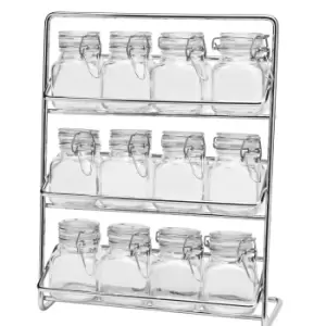 Pisa Chorme 12 Glass Clip Tob Jar Spice Rack Chrome