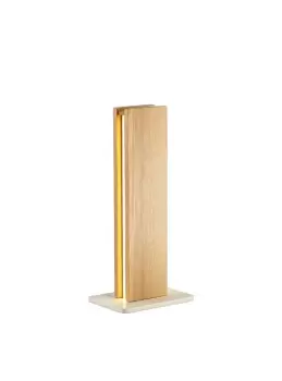 Table Lamp, 2 x 6W LED, 3000K, 450lm, Medium Oak, Matt White