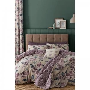 Painted Floral Plum Reversible Duvet Set