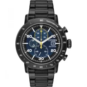 Citizen Exclusive Gents Eco-Drive Black Steel Chronograph Watch