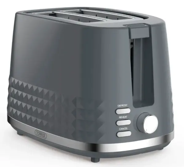 Tower Solitaire T20082GRY 2 Slice Toaster