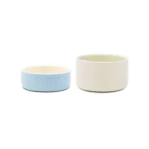 Scruffs Set of 2 Small Classic Pet Bowls Cream and Blue