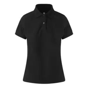 AWDis Just Polos Womens Girlie Stretch Pique Polo Shirt (XL) (Black)