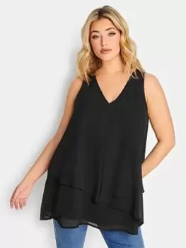 Yours Layered Sleeveless Top - Black, Size 14, Women