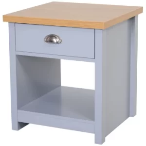 HOMCOM MDF Rustic Single Draw Bedside Table Grey