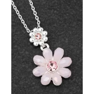 Boho Chic Silver Plated Flower Necklace Pink