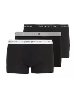 Tommy Hilfiger 3 Pack Contrast Waistband Trunks - Black, Size XL, Men