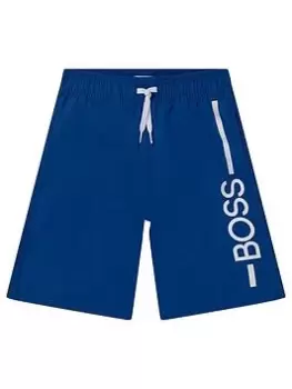 BOSS Boys Logo Swim Shorts - Electric Blue, Electric Blue, Size Age: 10 Years