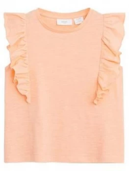 Mango Girls Frill Detail Sleeveless Tshirt - Coral