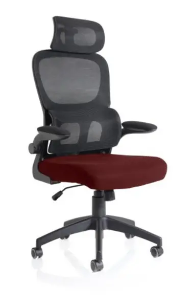 Iris Task Operator Black Mesh Back Bespoke Ginseng Chilli Fabric Seat With Headrest