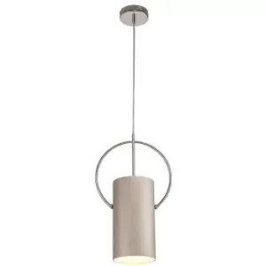 Single Ceiling Pendant, 1 x E27, Satin Nickel, Polished Chrome - Luminosa Lighting