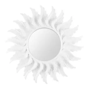 Round White Glitter Guardian Angel Wing Mirror