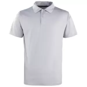 Premier Unisex Coolchecker Studded Plain Polo Shirt (XL) (Silver Grey)