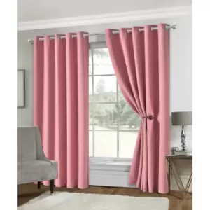 Isabella Rose Eclipse Soft Touch Blockout Eyelet Curtains - Blush - 167cm (66") X 229cm (90") TJ Hughes