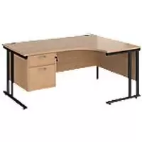 Dams International Right Hand Ergonomic Desk MC16ERP2KB 1,600 x 1,200 x 725 x 800 - 990 mm