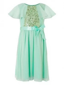 Monsoon Girls Ellie Cape Sequin Dress - Mint