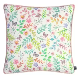 Secret Garden Floral Cushion Candyfloss, Candyfloss / 43 x 43cm / Polyester Filled