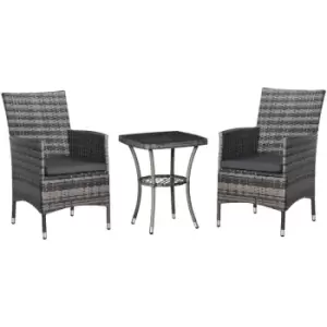 Outsunny - Rattan Bistro Set Garden Chair Table Patio Outdoor Cushion Conservatory - Mixed-grey