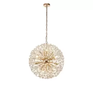 Salisbury Ceiling Pendant 60cm Sphere 16 Light G9 French Gold, Crystal