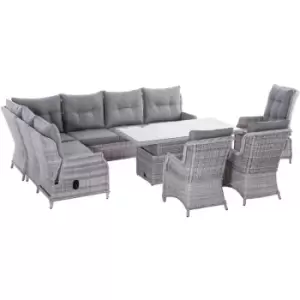 Outsunny - 7 pcs Patio pe Rattan Conversation Recliner Chair Furniture Set - Mixed-grey