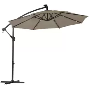 Garden Gear Solar LED Parasol with Cover - Light Grey