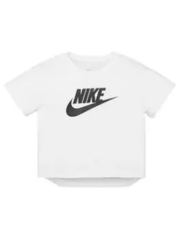 Nike Girls NSW Crop Futura T-Shirt - White/Black, Size Xs=6-8 Years, Women