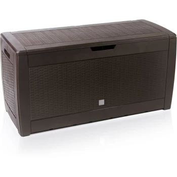 Storage Chest With Hinged Lid Handles Wheels Rattan Look Anthracite Garden Box Cushion Box Rattanoptik - braun (de)