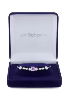 Rhodium Plated Lavender Mixed Stone Toggle Bracelet - Gift Boxed