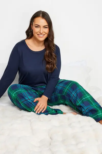 Yours Curve Fleece Pj Leg Blue, Size 18-20, Women