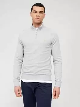 Farah Jim 1/4 Zip Sweat, Light Grey, Size XL, Men