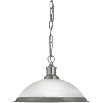 Searchlight Lighting - Searchlight Bistro - 1 Light Dome Ceiling Pendant Satin Silver, Acid Glass, E27