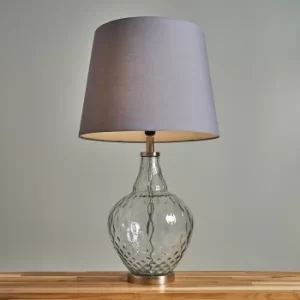 Massaro Glass and Brushed Chrome Table Lamp with XL Grey Aspen Shade