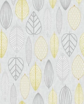 Superfresco Easy Scandi Leaf Yellow Wallpaper