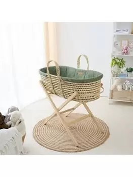 Clair De Lune Organic Palm Moses Basket - Sage, Green