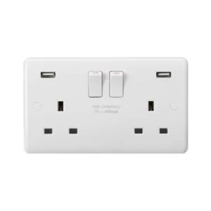 Knightsbridge Curved Edge 13A 2G DP Switched Socket with Dual USB Charger (5V DC 4.8A shared)