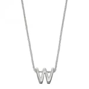 Initial W Plain Silver Initial Necklace N4450