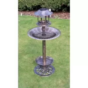 St Helens Bronze Solar Bird Bath & Feeder