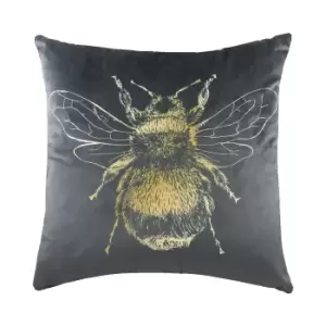 Evans Lichfield Bee Cushion Cover (43cm x 43cm) (Grey)