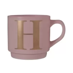 Pink Porcelain H Alphabet Mug