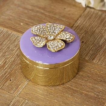 Sophia Trinket Box - Lilac Lid with Crystal Flower