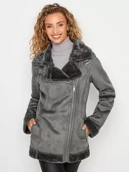 Long Tall Sally Aviator Coat - Grey, Size 12, Women