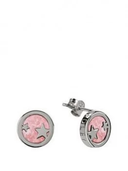 Radley Sterling Silver Star Pink Enamel Disc Stud Ladies Earrings