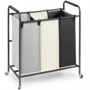 VEVOR 3-Section Laundry Basket, Heavy Duty Laundry Hamper Storage Organizer, Laundry Sorter Cart with Heavy Duty Lockable Wheels for Dirty Clothes in