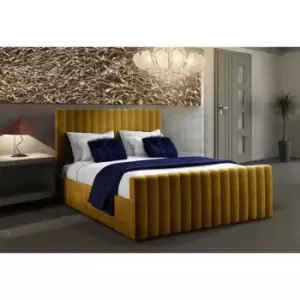 Envisage Trade - Keesa Contemporary Bed Frame - Plush Velvet, Super King Size Frame, Mustard - Mustard