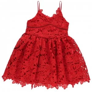 Bardot Lace Strap Dress - Deep Red