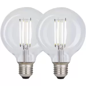 Harperliving - Harper Living 8 Watts G95 E27 LED Bulb Clear Globe Cool White Dimmable, Pack of 2