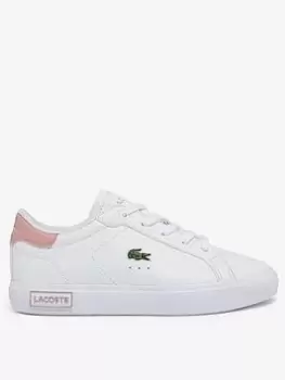 Lacoste Infant Powercourt 0721 Trainers, White/Pink, Size 7 Younger