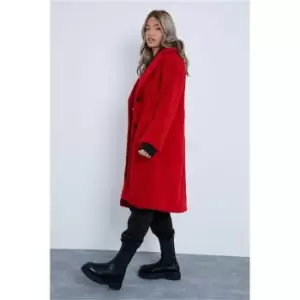 I Saw It First Red Longline Borg Coat - Red