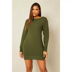 I Saw It First Khaki Basic Knitted Jumper Dress - Green